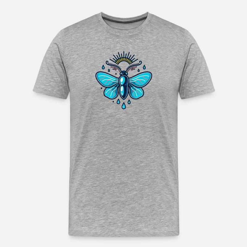 Leuchtmotte mit Himmelsglanz - Männer Premium Bio T-Shirt - Grau meliert