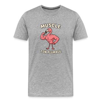 Muskulöses Flamingo Tattoo - Männer Premium Bio T-Shirt - Grau meliert - Vorne - Damien (186cm)