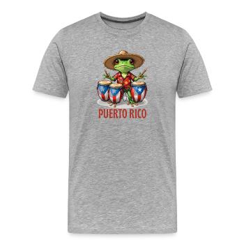 Porto Rico Fiesta Frog Design - T-shirt bio Premium Homme - gris chiné - Devant - Damien (186cm)