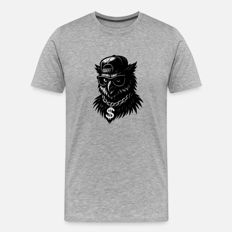 Rap-Eule - Männer Premium Bio T-Shirt - Grau meliert