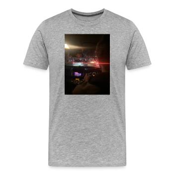 Circulation urbaine la nuit - T-shirt bio Premium Homme - gris chiné - Devant - Damien (186cm)