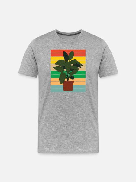 Potted houseplant flat retro - Männer Premium Bio T-Shirt - Grau meliert