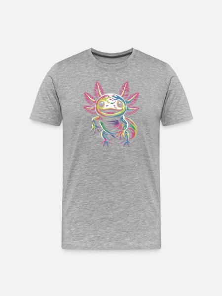 Farbenfroher Axolotl - Männer Premium Bio T-Shirt - Grau meliert