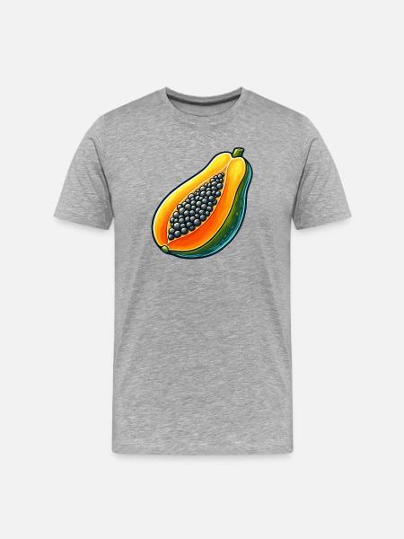 Lebendiges und farbenfrohes Papaya-Design - Männer Premium Bio T-Shirt - Grau meliert