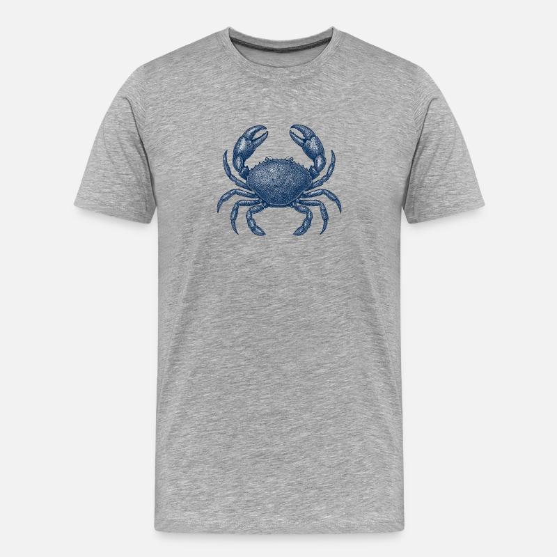Detaillierte blaue Krabbe Illustration - Männer Premium Bio T-Shirt - Grau meliert