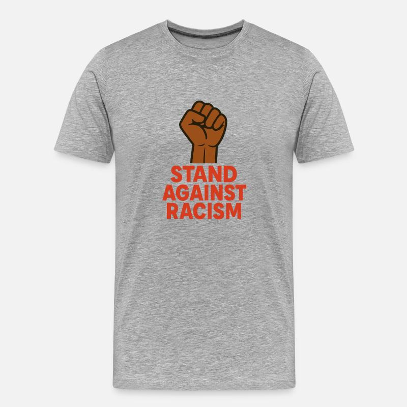 Renforcer le poing avec un message antiraciste - T-shirt bio Premium Homme - gris chiné