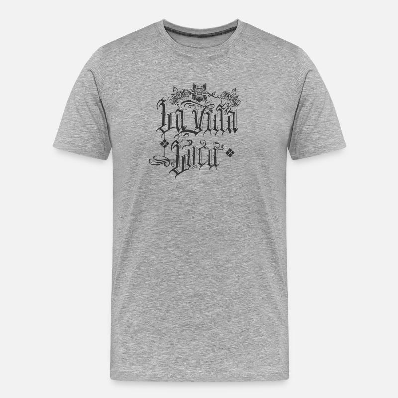 Retro Gothic Text mit Clownmotiv - Männer Premium Bio T-Shirt - Grau meliert