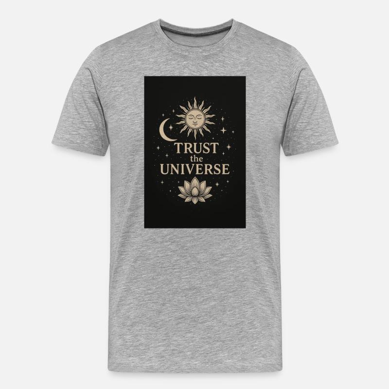 Vertrauen ins Universum mit Lotus - Männer Premium Bio T-Shirt - Grau meliert