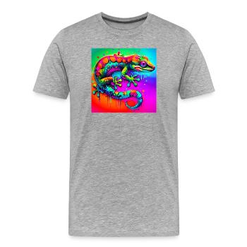 Gecko - Männer Premium Bio T-Shirt - Grau meliert - Vorne - Damien (186cm)