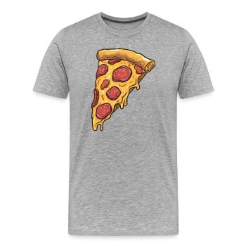 Pizzastück für Feinschmecker - Männer Premium Bio T-Shirt - Grau meliert - Vorne - Damien (186cm)