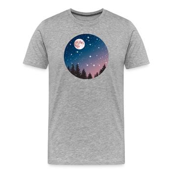 Mondschein Nachthimmel Baum Silhouette - Männer Premium Bio T-Shirt - Grau meliert - Vorne - Damien (186cm)
