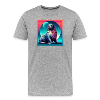 Phoque - T-shirt bio Premium Homme - gris chiné - Devant - Damien (186cm)