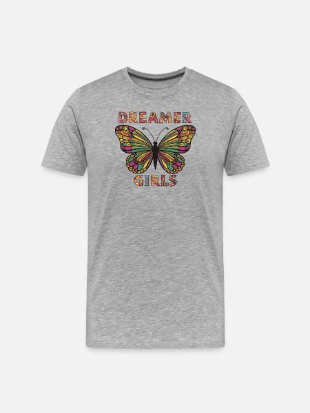 Dreamy butterfly and inspiring inscription - Men's Premium Organic T-Shirt - heather grey