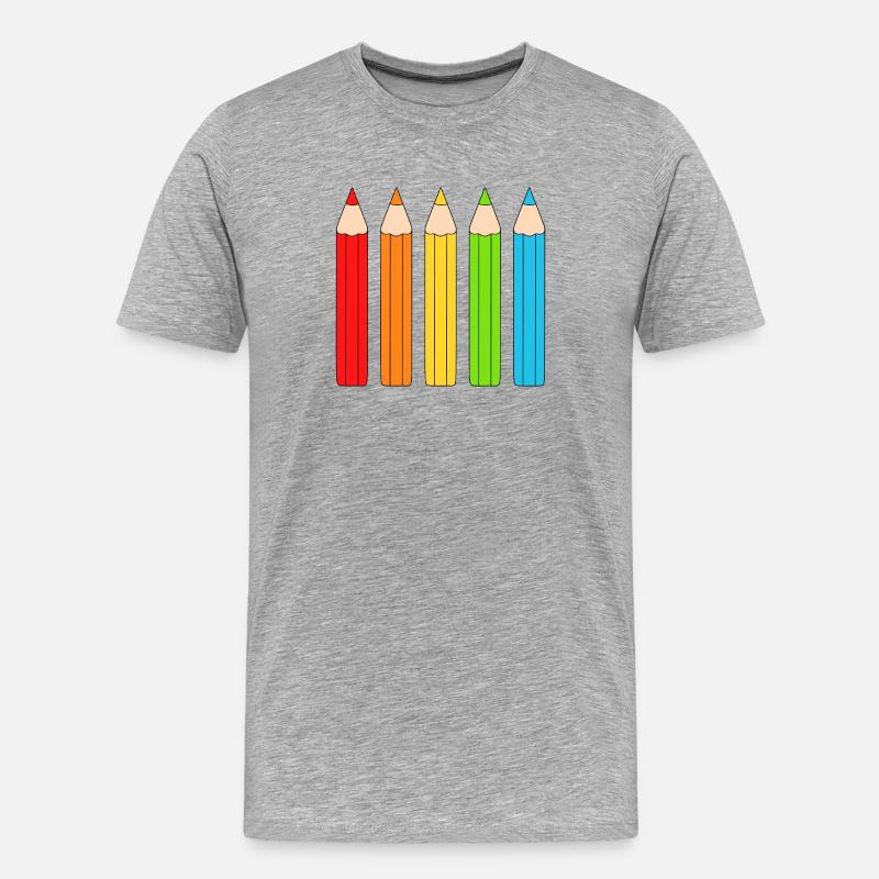 Lebendiges Farbstift-Array-Design - Männer Premium Bio T-Shirt - Grau meliert