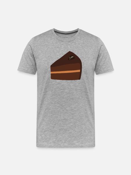 Sacher Chocolate Slice Illustration Design - Men's Premium Organic T-Shirt - heather grey