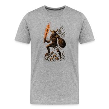 Guerrier démoniaque avec une dague de feu - T-shirt bio Premium Homme - gris chiné - Devant - Damien (186cm)