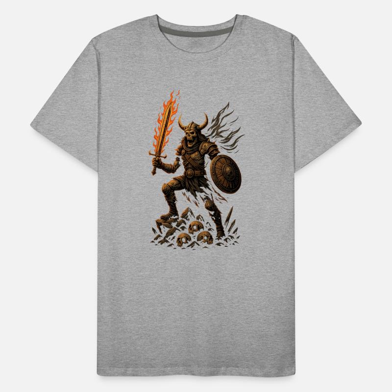 Demonic Warrior with Fire Dagger Men's Premium Organic T-Shirt
