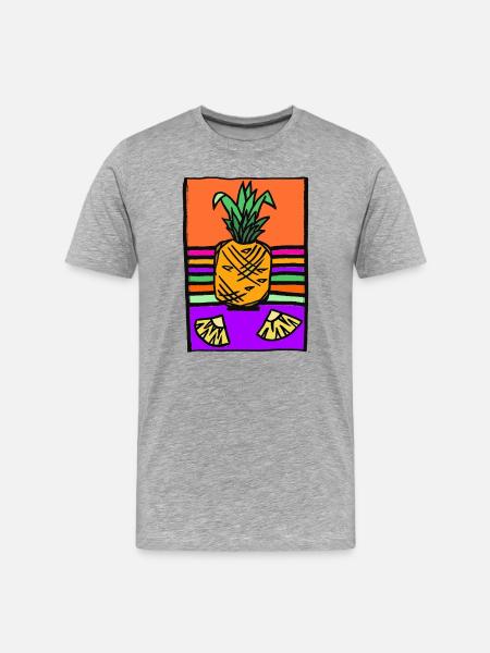 Pineapple Neon Illustration - Men's Premium Organic T-Shirt - heather grey