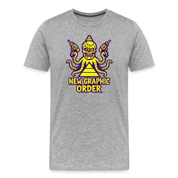 NGO Skull Kraken - Men's Premium Organic T-Shirt - heather grey - Front - Damien (186cm)