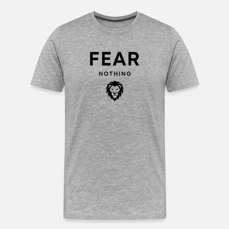 Fürchten Sie nichts, mutiges Löwen-Design - Männer Premium Bio T-Shirt - Grau meliert