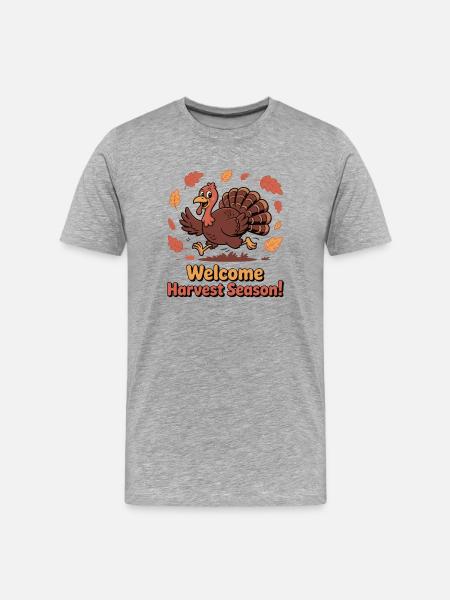 Festive Harvest Season Turkey Illustration - Men's Premium Organic T-Shirt - heather grey