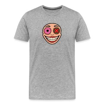 Mascotte souriante avec Donut et Kake - T-shirt bio Premium Homme - gris chiné - Devant - Damien (186cm)
