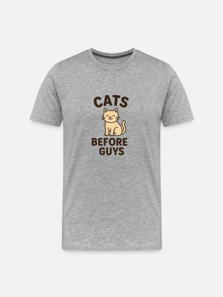 Cats Before Guys - Men's Premium Organic T-Shirt - heather grey
