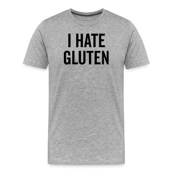 Ich hasse Gluten - Männer Premium Bio T-Shirt - Grau meliert - Vorne - Damien (186cm)