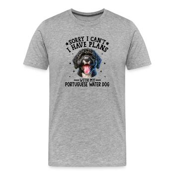 Lebhafter schwarz-weißer Hund mit lockigem Fell - Männer Premium Bio T-Shirt - Grau meliert - Vorne - Damien (186cm)