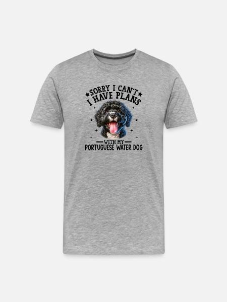 Lively Black and White Curly-Coated Dog - Men's Premium Organic T-Shirt - heather grey