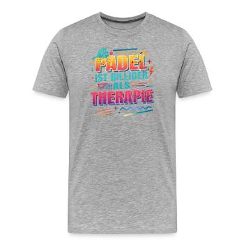 Padel drôle - Moins cher que la thérapie - T-shirt bio Premium Homme - gris chiné - Devant - Damien (186cm)
