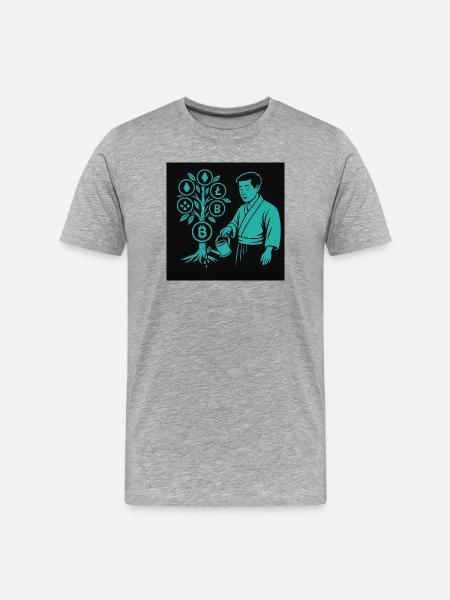 Satoshi Baum - Männer Premium Bio T-Shirt - Grau meliert