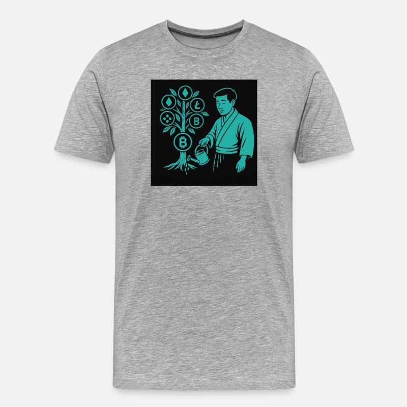 Satoshi Baum - Männer Premium Bio T-Shirt - Grau meliert