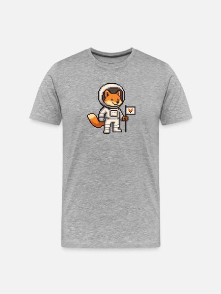 Pixel art fox in astronaut suit - Men's Premium Organic T-Shirt - heather grey