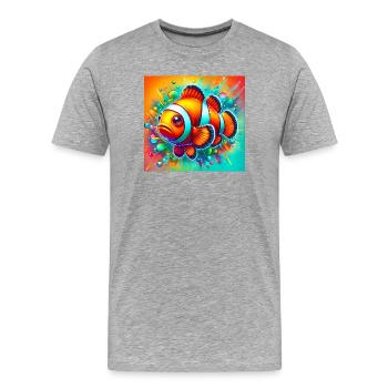 Poisson-clown - T-shirt bio Premium Homme - gris chiné - Devant - Damien (186cm)