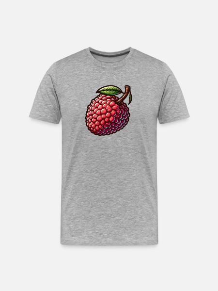 Bunte und detaillierte Litschi-Illustration - Männer Premium Bio T-Shirt - Grau meliert