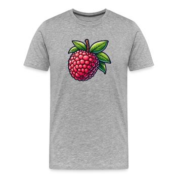 Litchi Illustrée Éclatant - T-shirt bio Premium Homme - gris chiné - Devant - Damien (186cm)