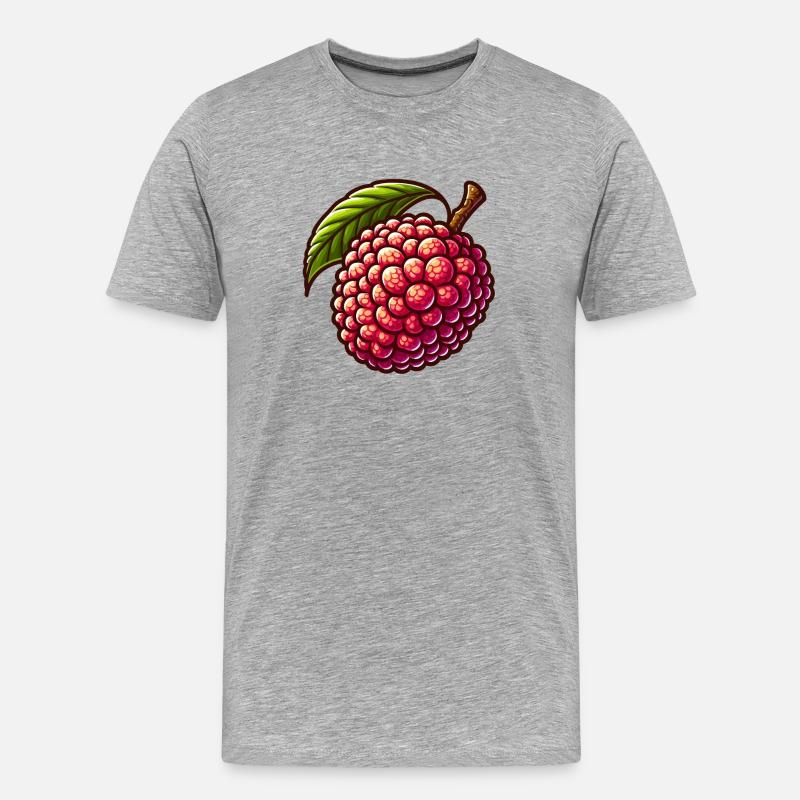 Lebendige Litschi im illustrativen Stil - Männer Premium Bio T-Shirt - Grau meliert