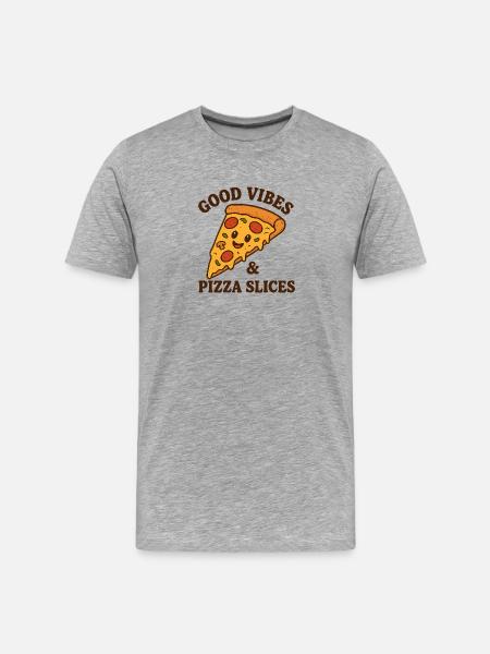 Happy pizza slice illustration - Men's Premium Organic T-Shirt - heather grey