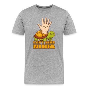 Tortue mignonne côté gauche ninja gauchers - T-shirt bio Premium Homme - gris chiné - Devant - Damien (186cm)