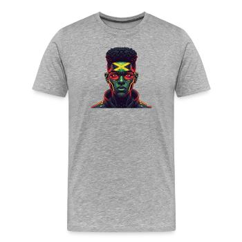 Futuristic Rasta Vibes Jamaica Cyberpunk - Men's Premium Organic T-Shirt - heather grey - Front - Damien (186cm)