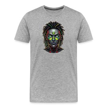 Cyber Rasta Jamaica Reggae Future Vibes - Men's Premium Organic T-Shirt - heather grey - Front - Damien (186cm)