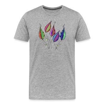 feuilles - T-shirt bio Premium Homme - gris chiné - Devant - Damien (186cm)