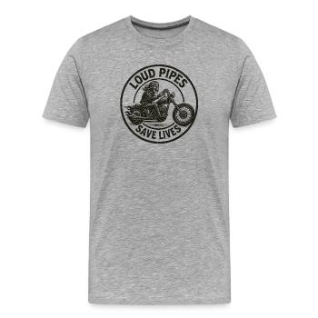 Laute Rohre retten Leben Motorrad-Design - Männer Premium Bio T-Shirt - Grau meliert - Vorne - Damien (186cm)