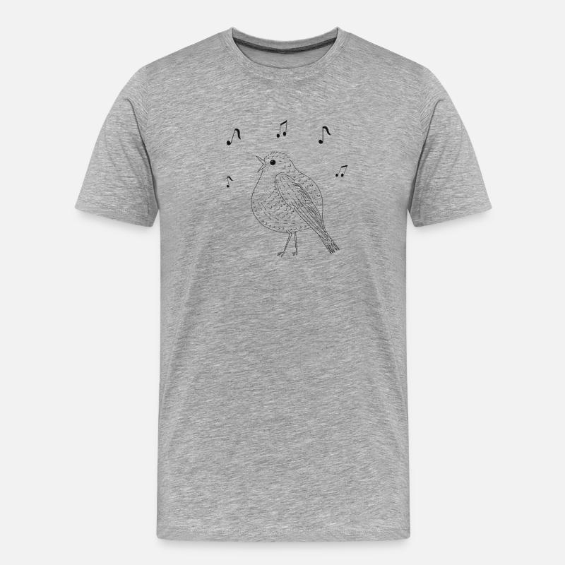 Eleganter singender Vogel in Schwarz-Weiß - Männer Premium Bio T-Shirt - Grau meliert