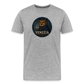 Owl – Venice Masquerade Ball Souvenir Design - Men's Premium Organic T-Shirt - heather grey - Front - Damien (186cm)