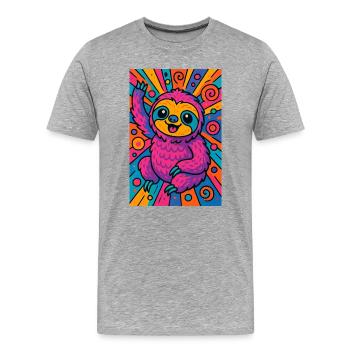 Faultier - Männer Premium Bio T-Shirt - Grau meliert - Vorne - Damien (186cm)