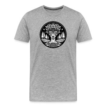 Mystischer Waldgeist Illustration - Männer Premium Bio T-Shirt - Grau meliert - Vorne - Damien (186cm)