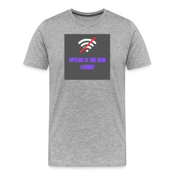 Offline is the new luxury - Männer Premium Bio T-Shirt - Grau meliert - Vorne - Damien (186cm)