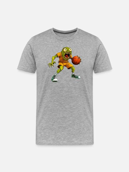 Monster Basketball - Männer Premium Bio T-Shirt - Grau meliert